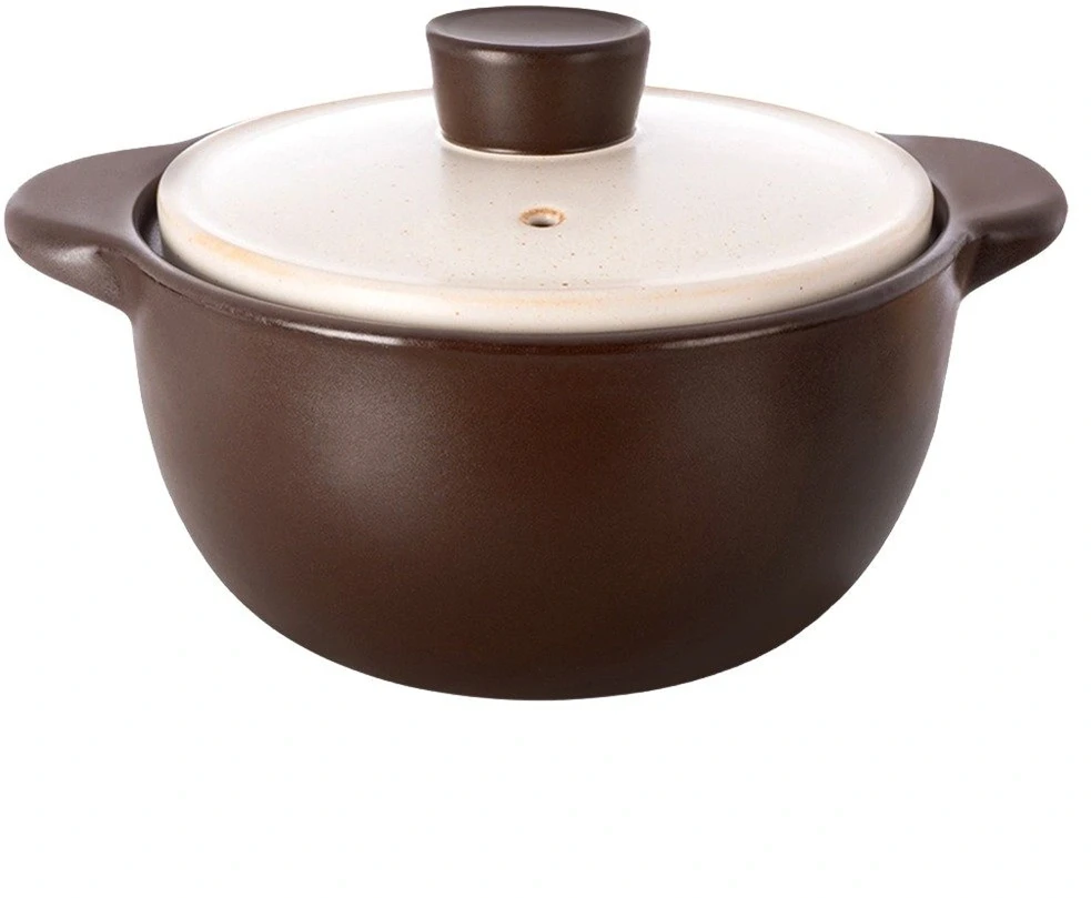 Keraminis puodas su dangčiu, rudas, 22 cm, 3 l
