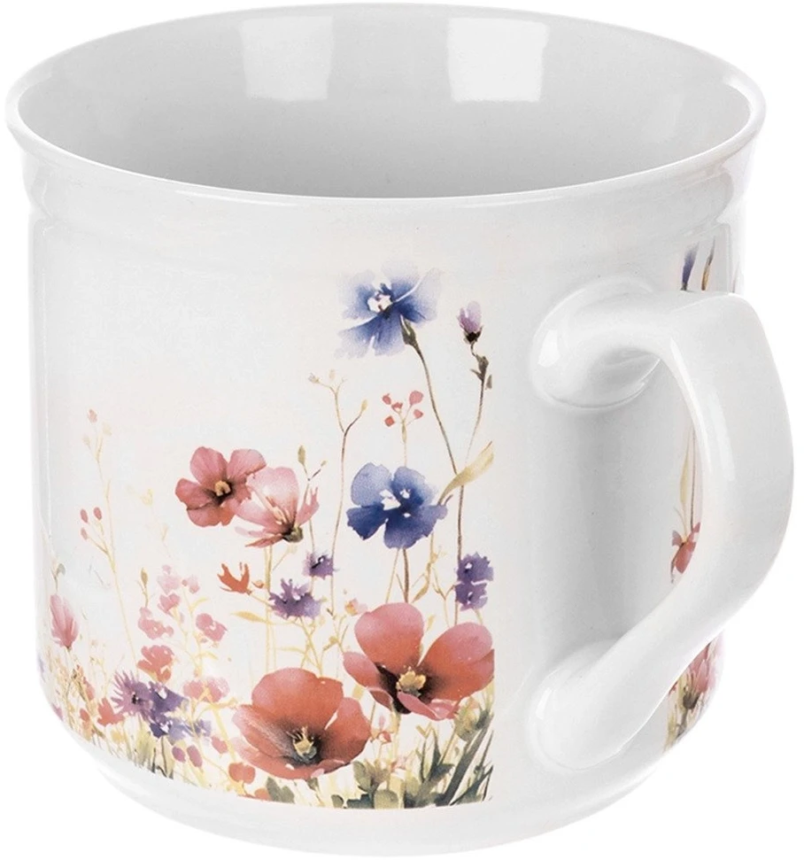 Keraminis puodelis su aguonų motyvu, įvairiaspalvis, 650 ml, 14 × 11 × 10 cm