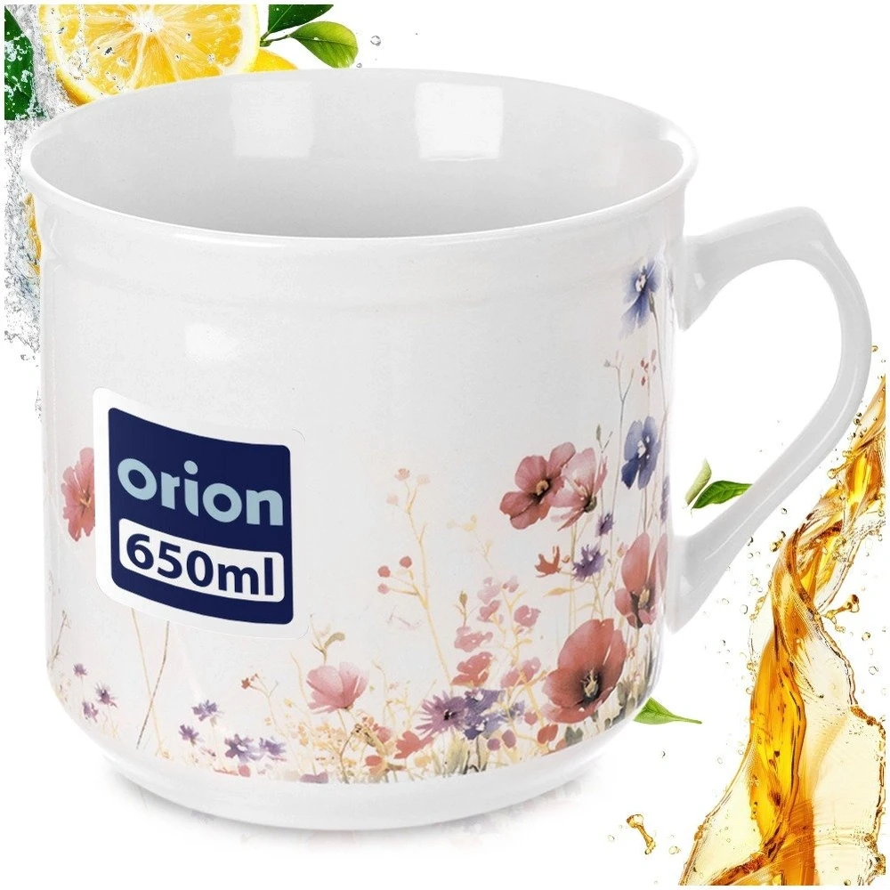 Keraminis puodelis su aguonų motyvu, įvairiaspalvis, 650 ml, 14 × 11 × 10 cm