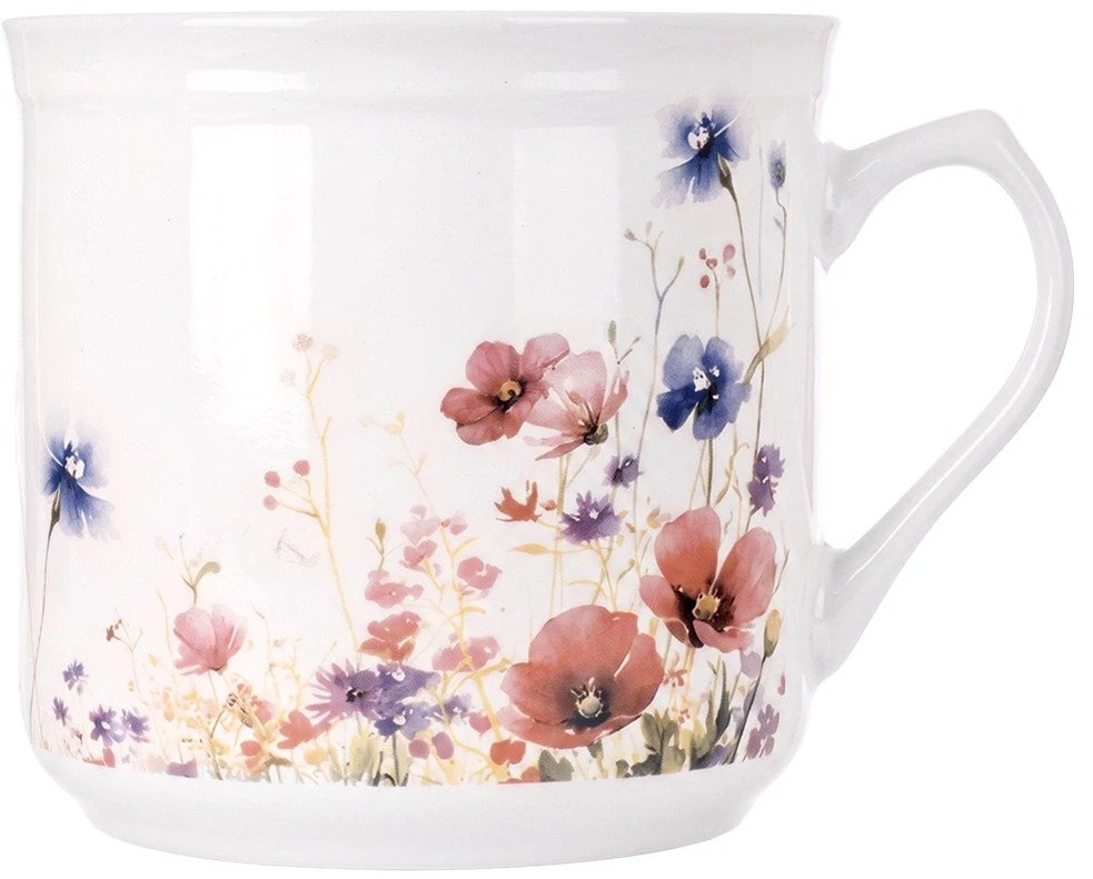 Keraminis puodelis su aguonų motyvu, įvairiaspalvis, 650 ml, 14 × 11 × 10 cm