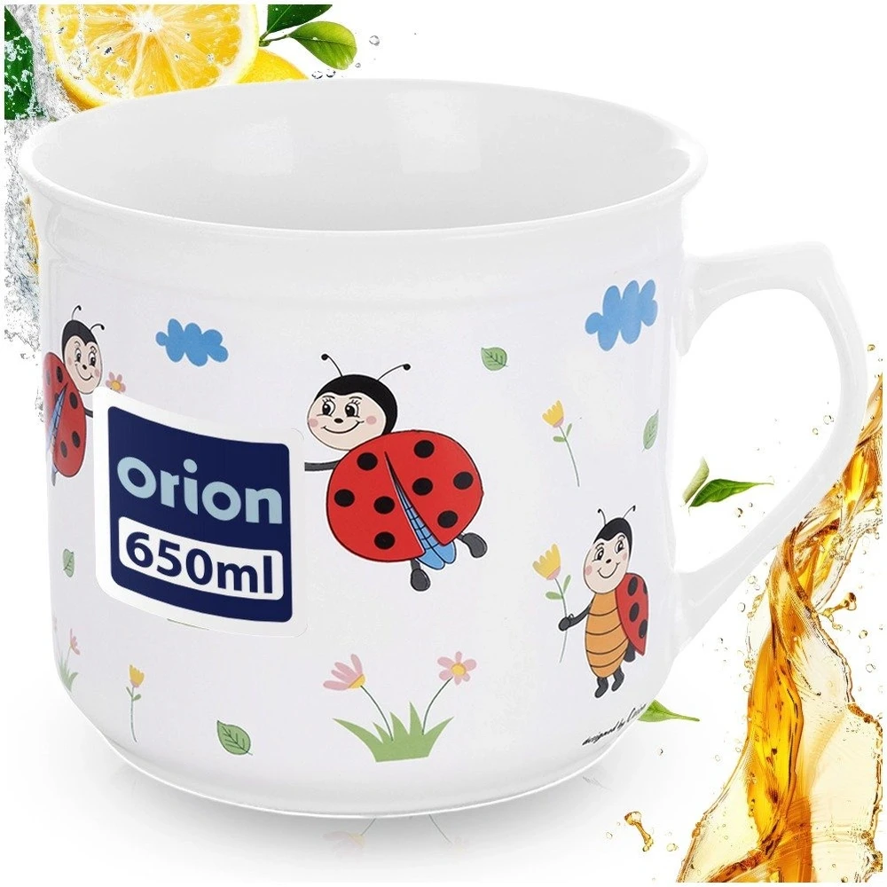 Keraminis puodelis su boružėlių motyvu, 650 ml, įvairiaspalvis, 14 × 11,5 × 10 cm