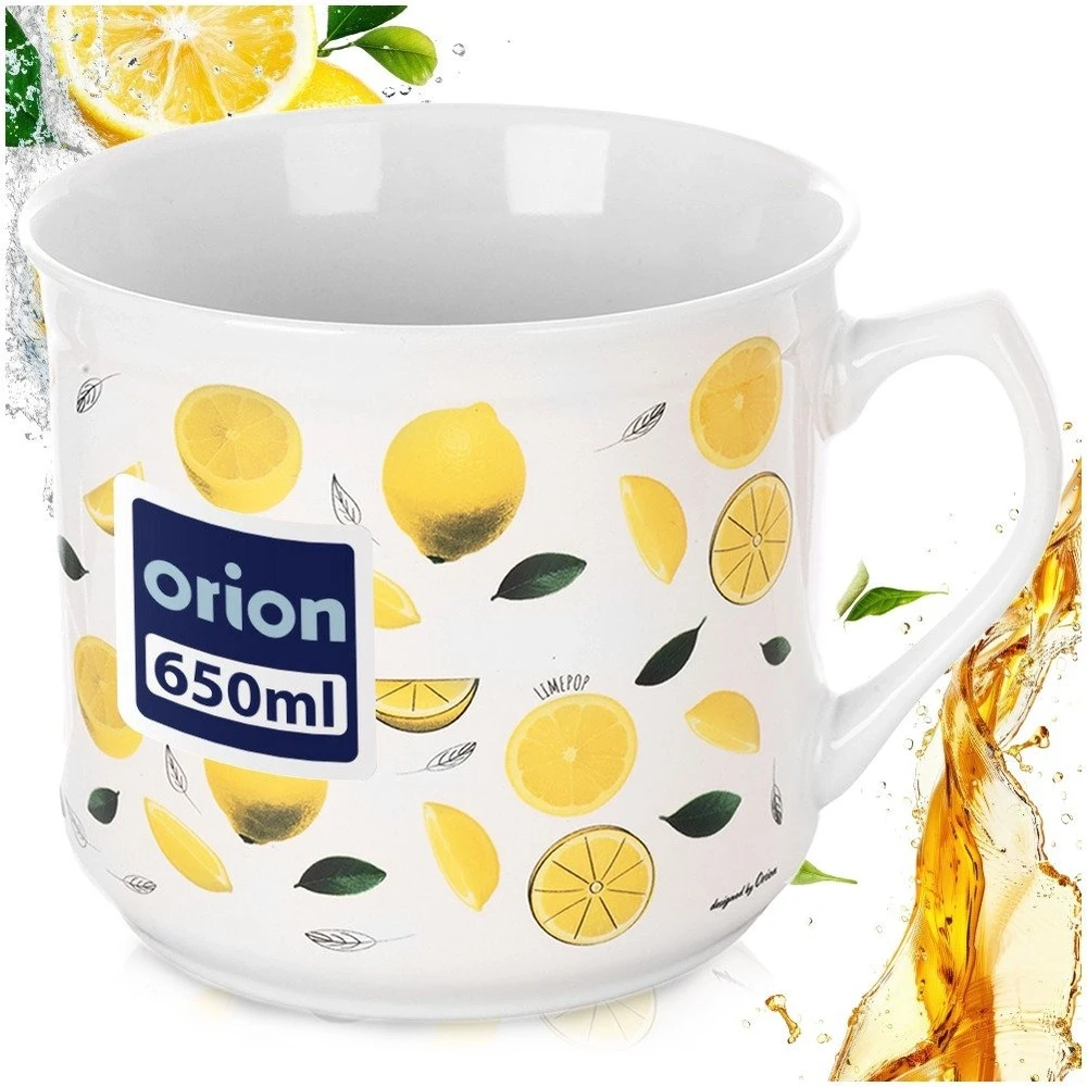 Keraminis puodelis su citrinų motyvu, įvairiaspalvis, 650 ml