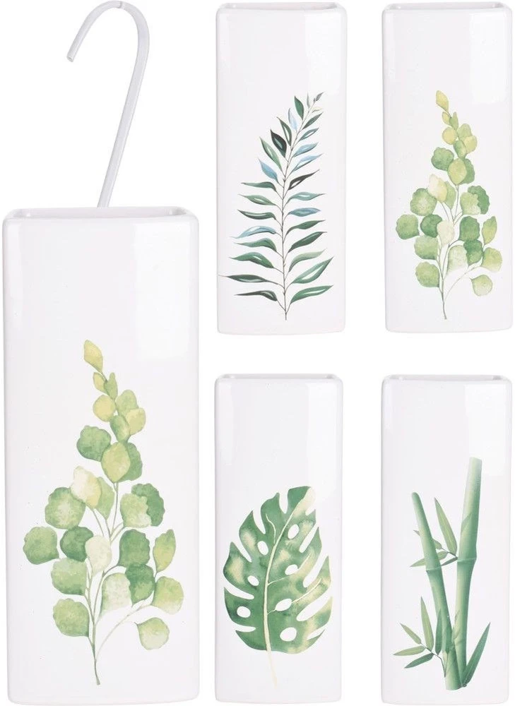 Home Styling Collection Pakabinamas oro drėkintuvas, keraminis, baltos spalvos su augalų motyvais, 300 ml