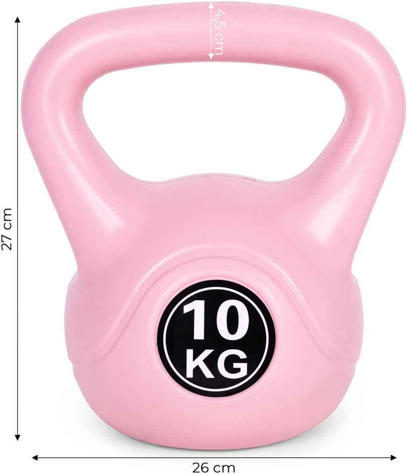 Kettlebell 10 kg, treniruoklis, hantelis, svarmuo, rožinis, ModernHome