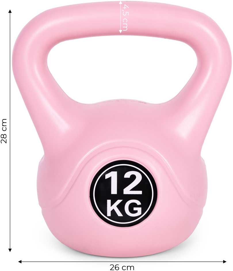 Kettlebell 12 kg, treniruoklis, hantelis, svarmuo, rožinis, ModernHome
