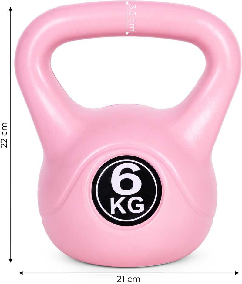 Kettlebell 6kg, treniruoklis, hantelis, svarmuo, rožinis, ModernHome