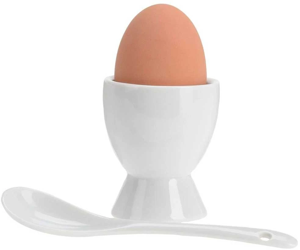 Excellent Houseware Indeliai kiaušiniams su šaukšteliais 4 vnt.iš porceliano