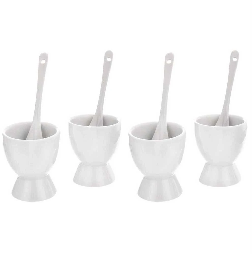 Excellent Houseware Indeliai kiaušiniams su šaukšteliais 4 vnt.iš porceliano