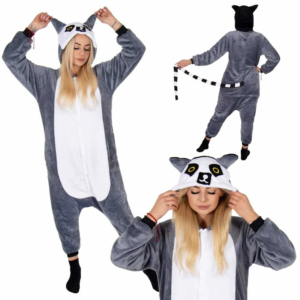 Kigurumi pižama su lemūro raštu Springos HA7343, dydis M