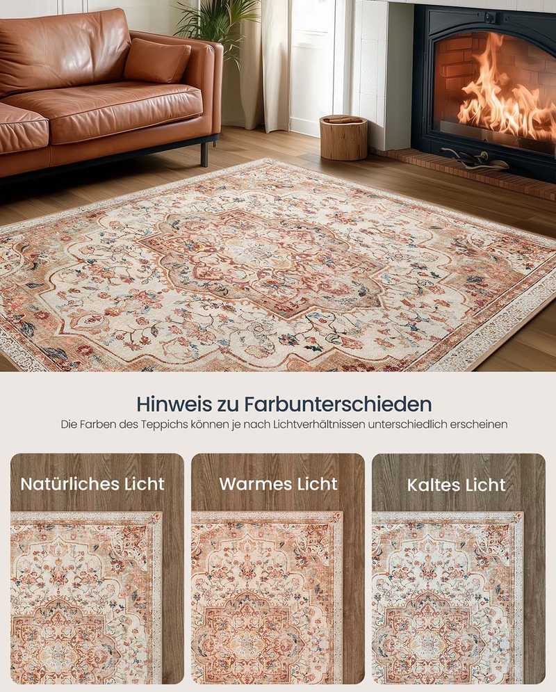 SONGMICS HOME Vintage kilimas 160 x 230 cm, pūkuotas, kapučino spalvos
