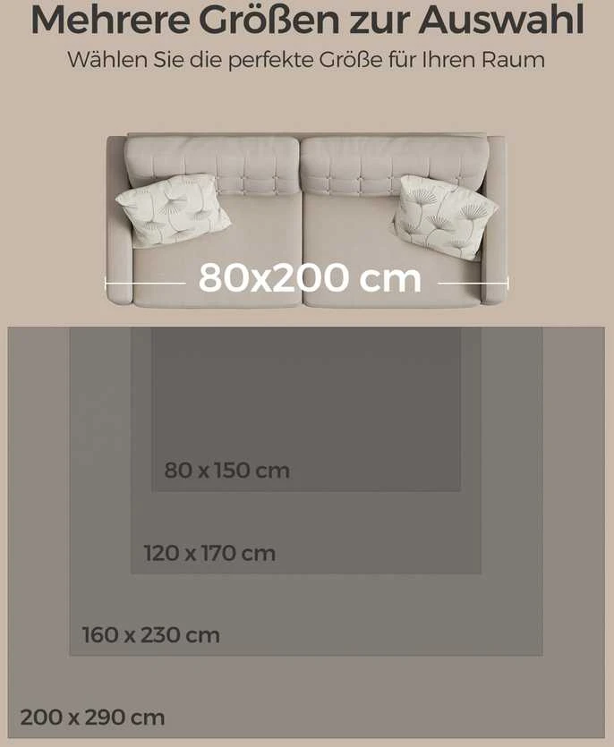 Songmics Kilimas 200x290 cm taubos pilkumo