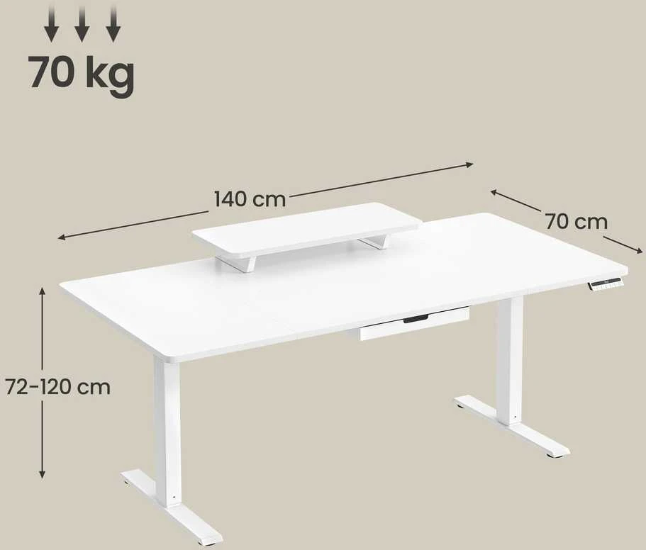 Songmics Reguliuojamo aukščio stalas 140 × 70 cm
