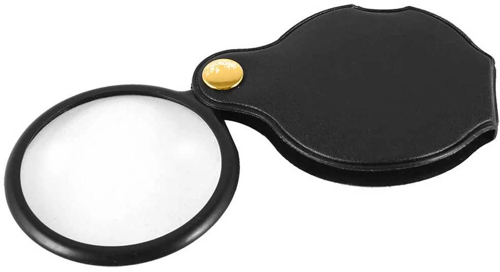 Kišeninė sulankstoma lupa su odiniu dėklu, 3x padidinimas, 5,5 cm