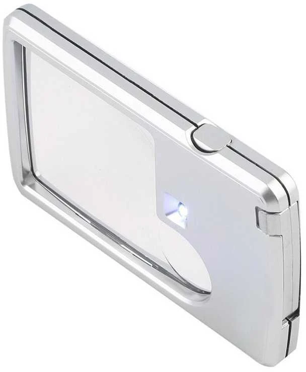 Kišeninis padidinimo stiklas su LED apšvietimu 3x 6x