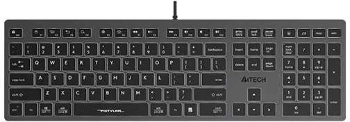 A4Tech FSTYLER FX60H (Baltas su pašvietimu) klaviatūra USB QWERTY Juodas, Pilkas