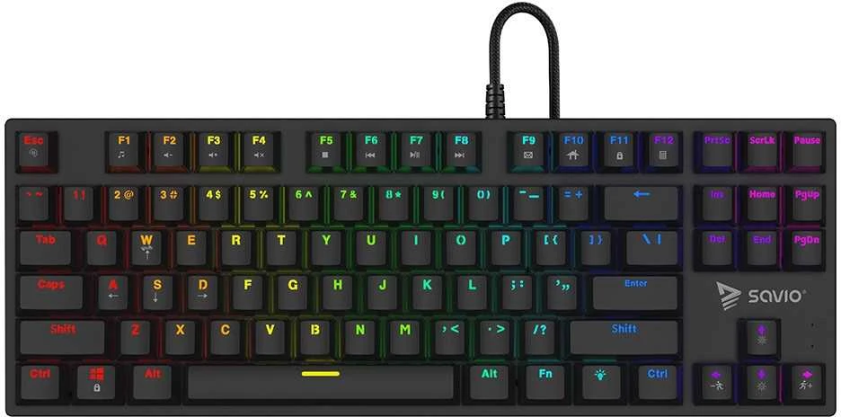 Klaviatūra žaidimams Savio Tempest X2 Outemu Brown su laidu mechaninė su pašvietimu juoda