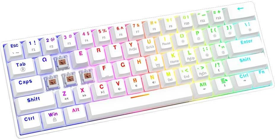 Klaviatūra žaidimams Savio Whiteout X2 Outemu Brown su laidu mechaninė su pašvietimu balta