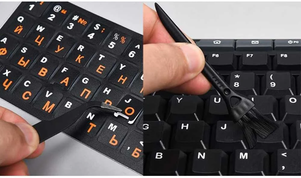 Kilimėlis Klaviatūros lipdukai QWERTY su kirilica 11x13 mm