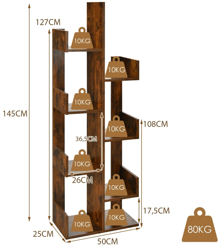Knygų lentyna 50 x 25 x 145 cm