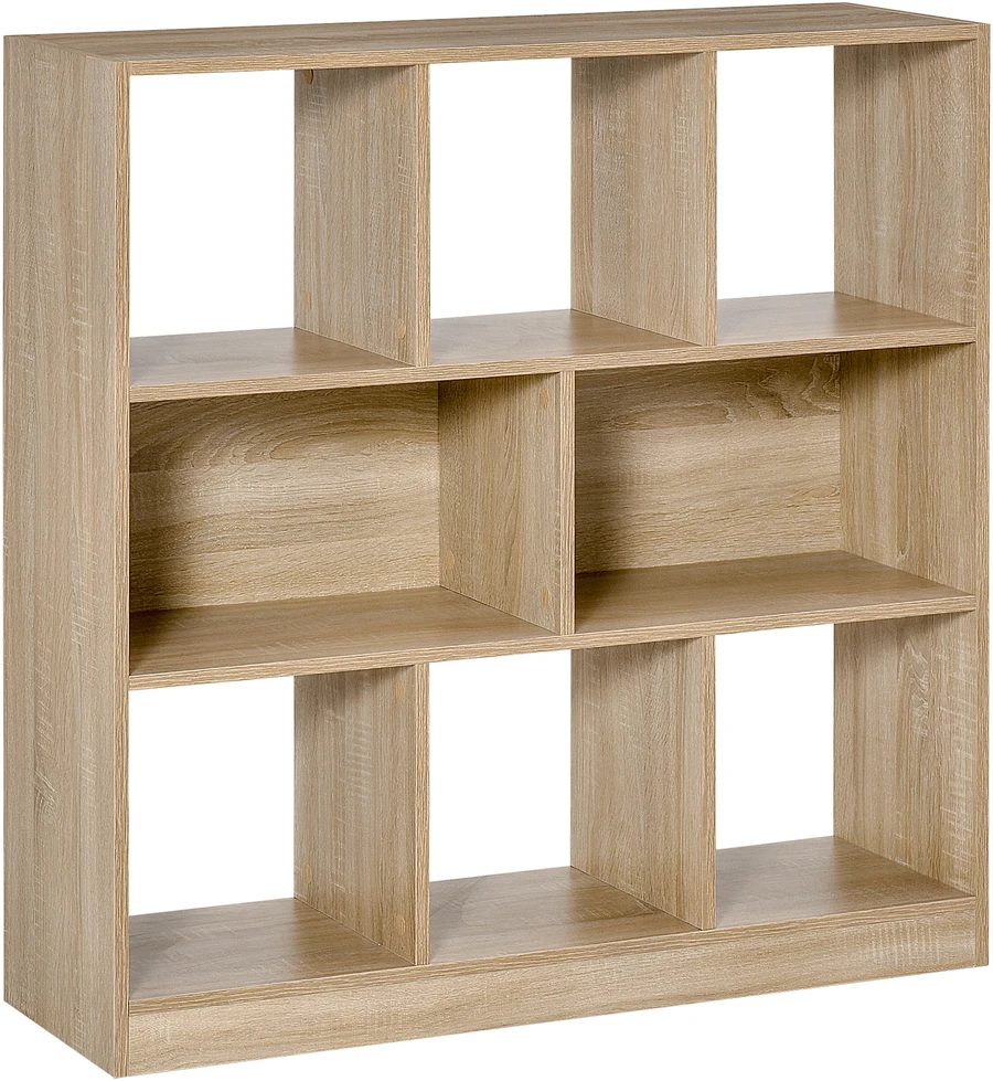 HOMCOM knygų lentyna, natūralaus atspalvio, 3 aukštų laikymo lentyna, biuro lentyna, ekspozicinė lentyna namų biurui/svetainei, 97,5x30x100cm (Ekspozicinė prekė) (Ekspozicinė prekė)
