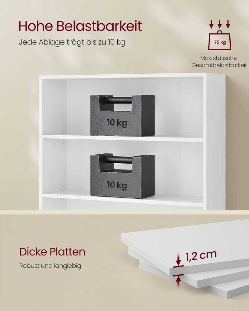 VASAGLE knygų lentyna su 6 atviromis lentynomis 24 x 80 x 160,7 cm debesų baltumo