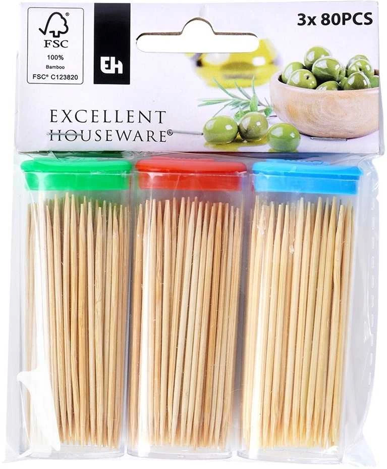 Affek Design Bambukiniai dantų krapštukai 3x80 vnt.