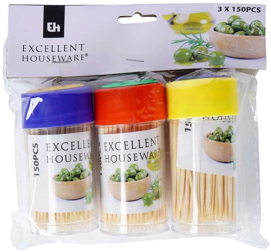 Excellent Houseware Bambukiniai dantų krapštukai 3x150 vnt. - praktiški ir daugiafunkciai