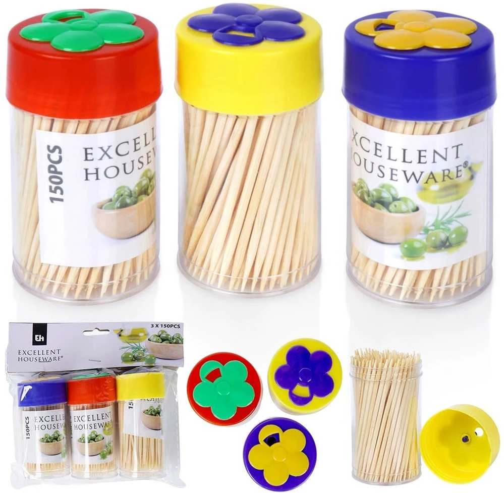 Excellent Houseware Bambukiniai dantų krapštukai 3x150 vnt. - praktiški ir daugiafunkciai