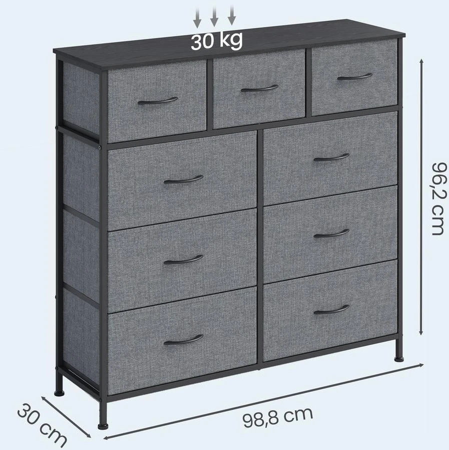 Songmics Komoda 30 x 98.8 x 95.2 cm 9 stalčiai