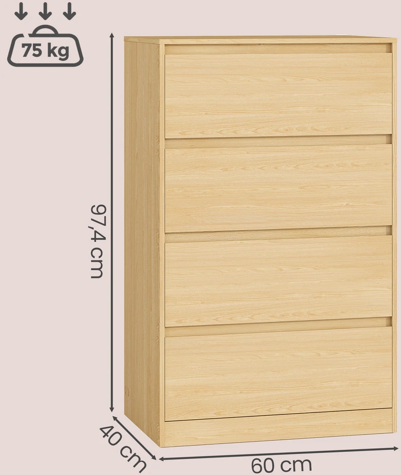 Songmics Komoda 4 stalčiai