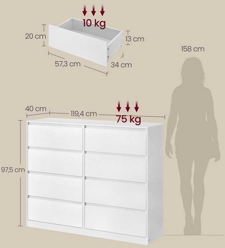 Vasagle Komoda 40 × 119,4 × 97,5 cm