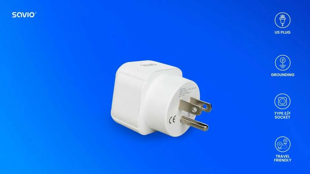 Savio AP-03 adapteris su JAV kištukais