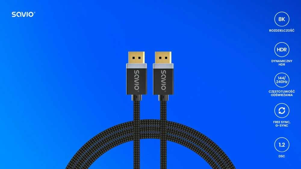 „DisplayPort Kabelis“ – SAVIO DisplayPort (M) V1.4, 3 m, CL-176