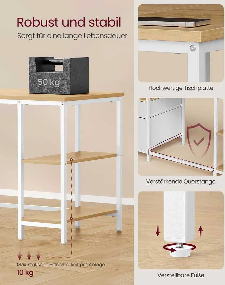 Songmics Kompiuterio stalas 140 × 60 × 76 cm