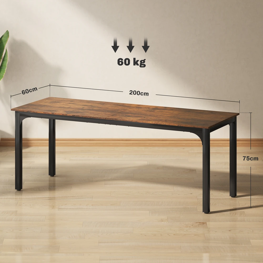 Rašomasis stalas, rudas ir juodas, 200 x 60 x 75 cm