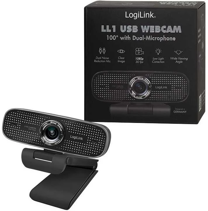 LOGILINK UA0378 HD USB internetinė kamera 100 laipsnių dvigubas mikrofonas