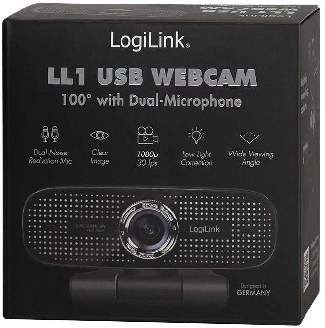 LOGILINK UA0378 HD USB internetinė kamera 100 laipsnių dvigubas mikrofonas