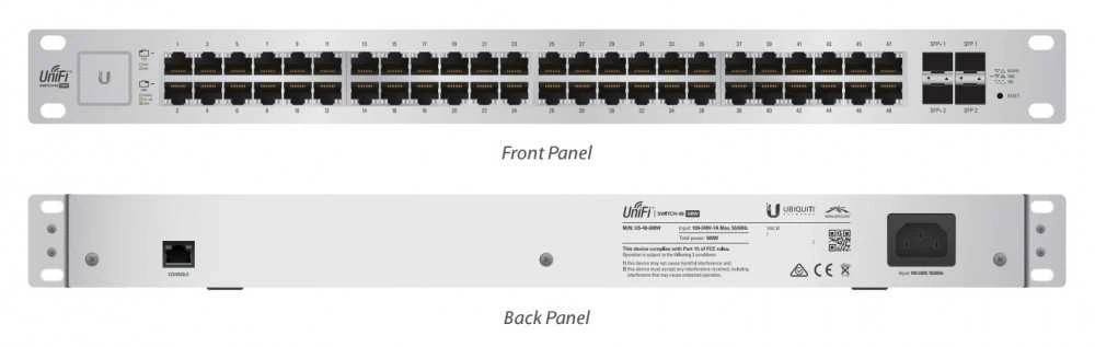 Šakotuvas Ubiquiti | USW-48 | Komutatorius - 48 jungtys | Stalinis | Valdomas | Maitinimo šaltinis: AC 120/230 V (50/60 Hz)