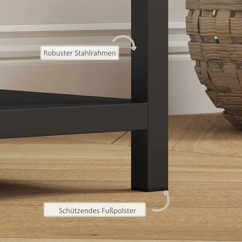 HOMCOM konsolinis staliukas, koridoriaus staliukas su 4 lentynomis, pagalbinis staliukas su plieniniu rėmu, metalinė lentyna mažai erdvei, prieškambariui, koridoriui, svetainei, 110 x 30 x 75 cm, juodas