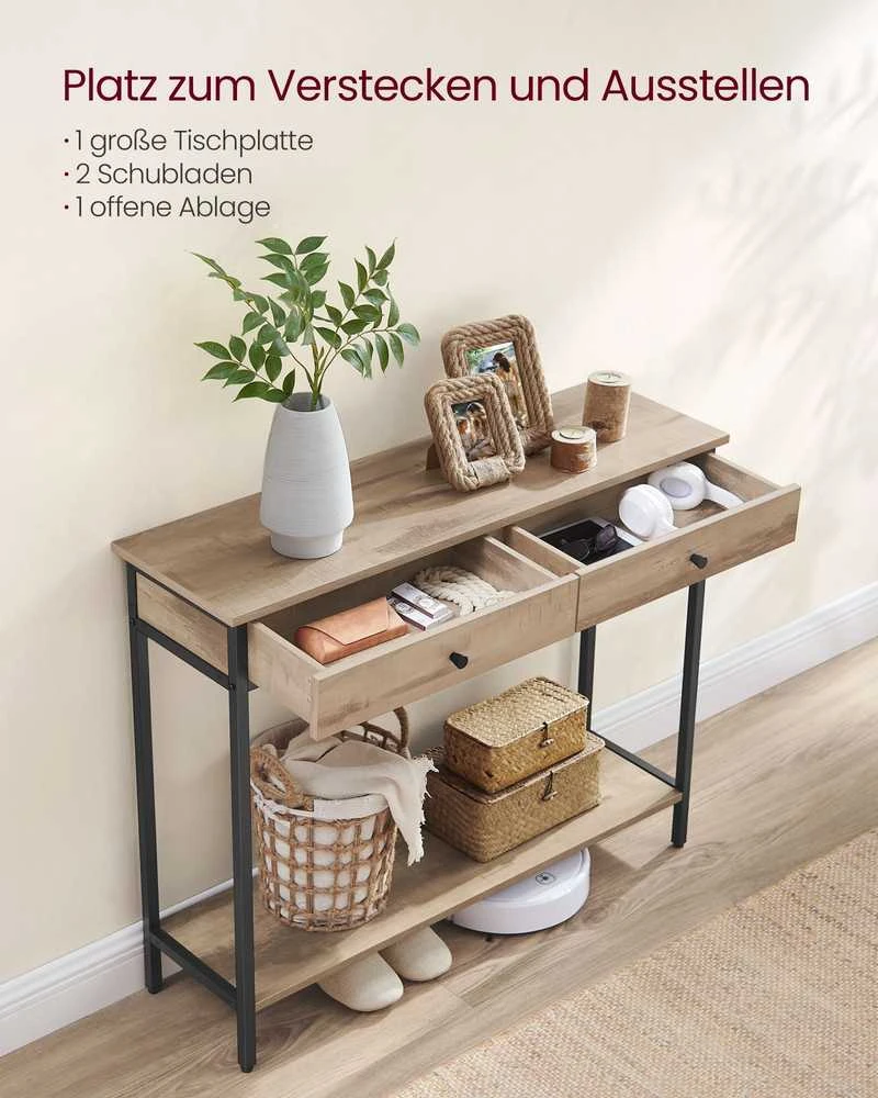 Songmics Konsolinis staliukas su 2 stalčiais 30x100x80 cm