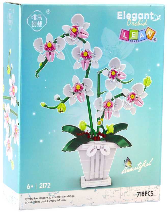 Lean Toys Konstravimo blokų rinkinys 'Elegant Orchid' (718 detalių)