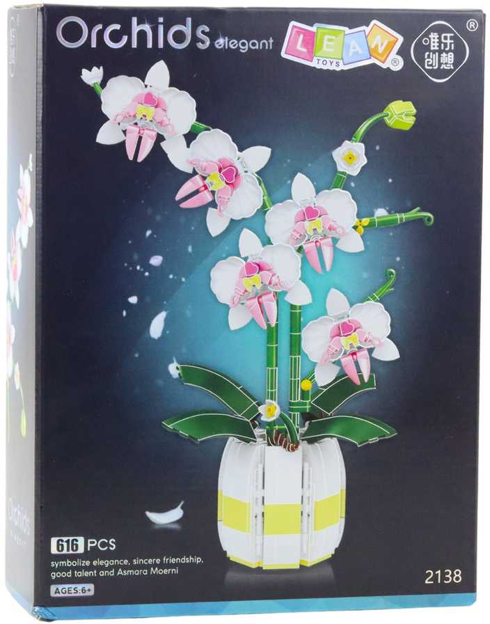 Lean Toys Konstruktorius Orchidėja Vazonėlyje 616 detalių