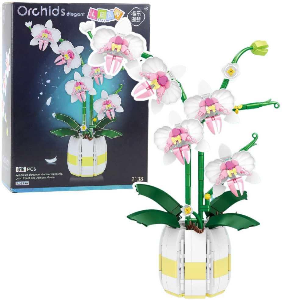 Lean Toys Konstruktorius Orchidėja Vazonėlyje 616 detalių
