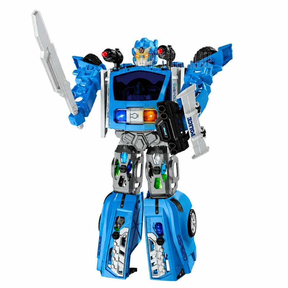 Lean Toys Konstruktorius policijos robotas 2-in-1 su šviesomis ir garsais, mėlynas, baltas, juodas, 46 × 33 × 13 cm, 29 dalių