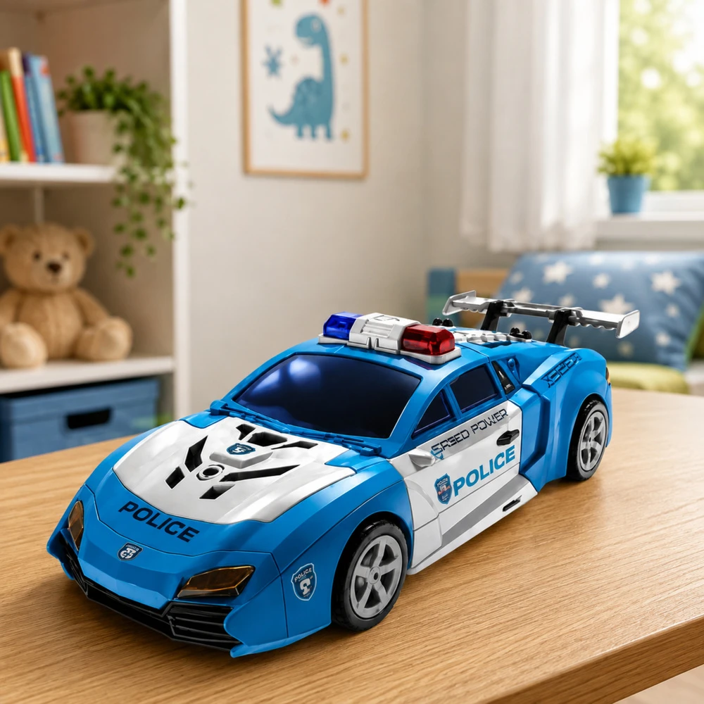 Lean Toys Konstruktorius policijos robotas 2-in-1 su šviesomis ir garsais, mėlynas, baltas, juodas, 46 × 33 × 13 cm, 29 dalių