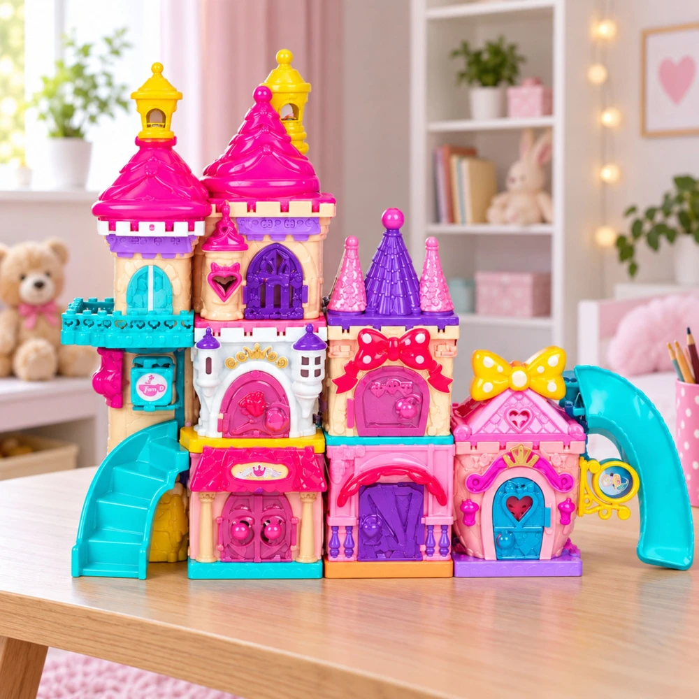 Lean Toys Konstruktorius „Princesės pilis“ su šviesos ir garso efektais, 52 dalių