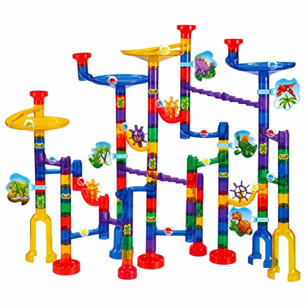 Lean Toys Konstruktorius su rutuliukų trasa, dinozaurų tema, įvairiaspalvis, 192 dalių