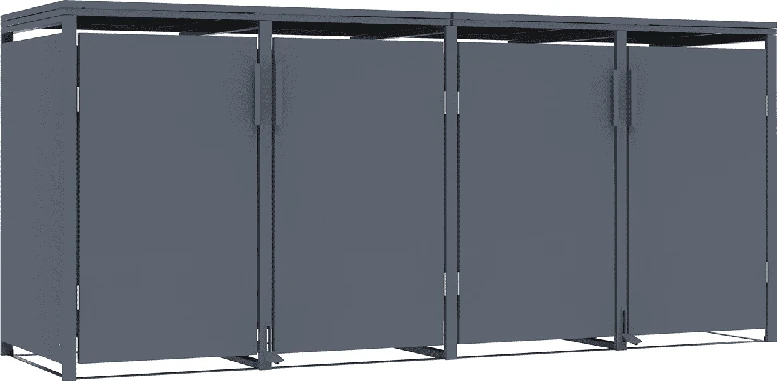 Konteinerių stoginė HATIS, keturguba su pedalais, antracito, 265 × 80 × 116 cm