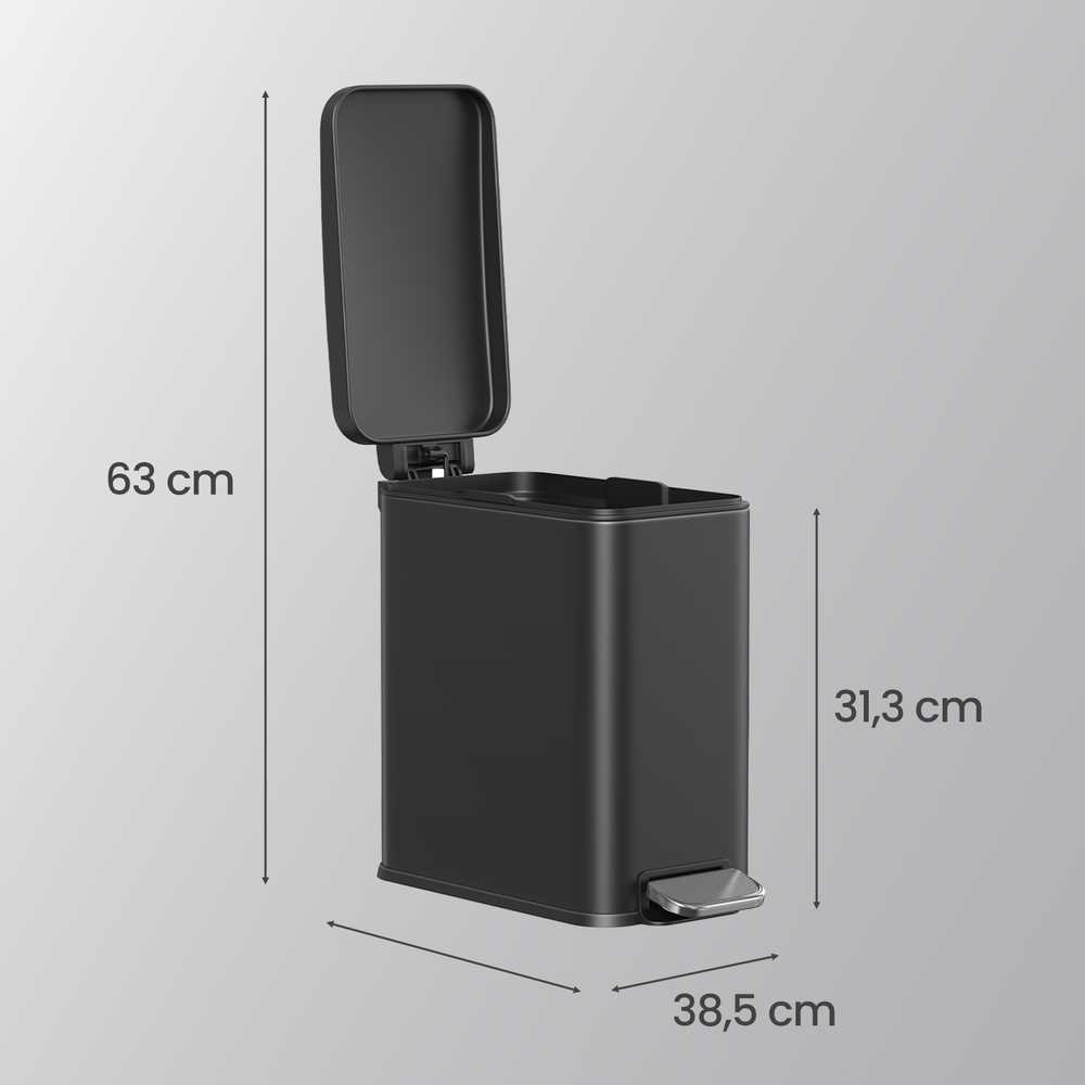 Songmics Kosmetinė šiukšliadėžė su dangčiu, 10 l, juoda