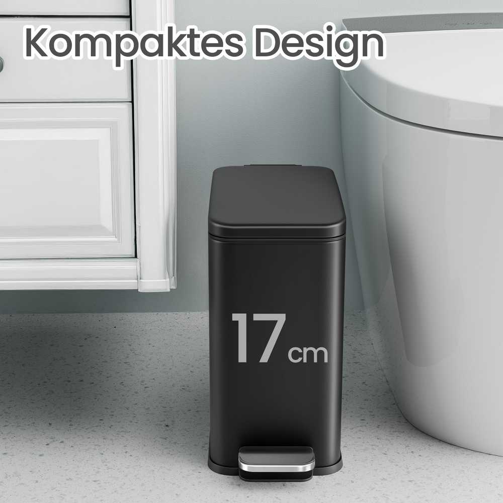 Songmics Kosmetinė šiukšliadėžė su dangčiu, 10 l, juoda